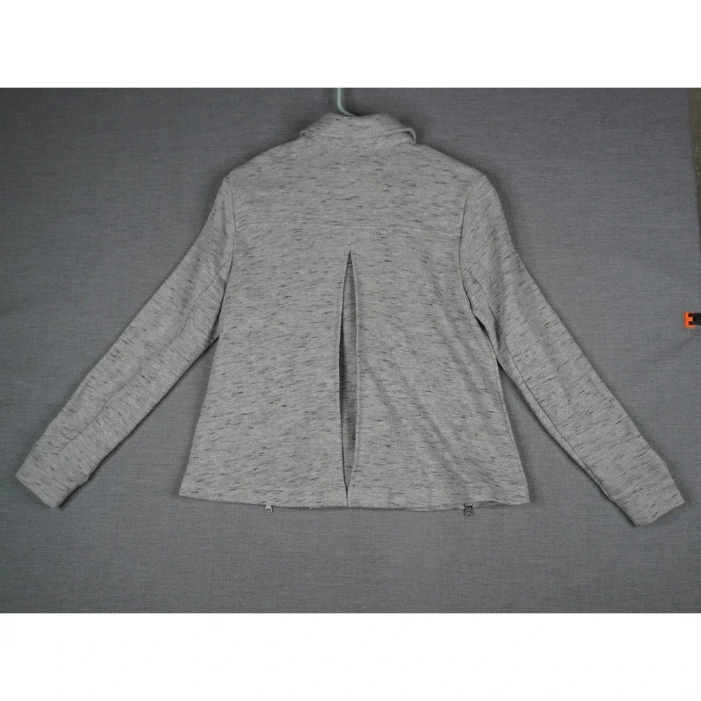 Cabi Jacket Gray Space Dye Moto Womens Small Asymmetrical Snap Zip Knit‎